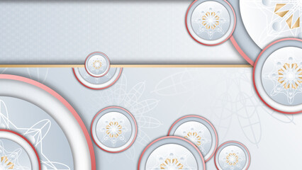 Fototapeta premium Elegant realistic white and gold ramadan kareem islamic illustration background for decorative pattern festival card. Arabic ornamental background in paper style