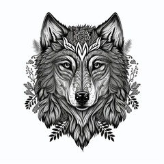 Tattoo of a wolf. Drawing-illustration for logo or design. Ideas for men or women. Generative AI.