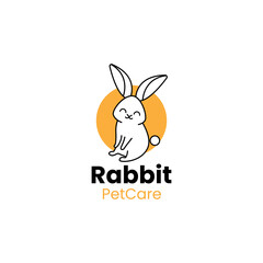 The logo of a rabbit sitting relaxed with a smile. Suitable for pet care business