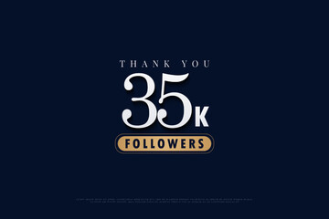 35k followers celebration on dark blue background.