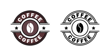 coffee bean brand logo badge label stamp circle  - obrazy, fototapety, plakaty