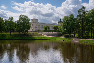 Palace and park ensemble of Gatchina Park: Karpin Pond, Gatchina Palace, private palace garden on a...