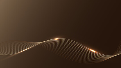Abstract lines elements with glowing light effect on brown background.