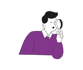  character with a magnifying glass vector illustration