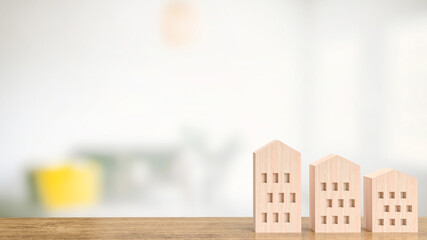 The toy wood house for real estate or property concept 3d rendering