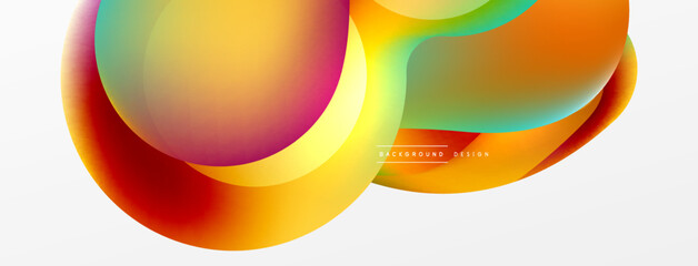 Fluid abstract background, round shapes and circle flowing design for wallpaper, banner, background or landing