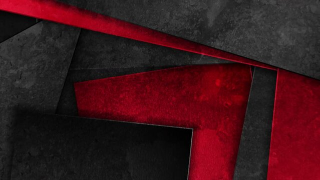 Contrast red black material geometric backgrounnd. Abstract grunge tech graphic illustration. Seamless looping motion design. Video animation Ultra HD 4K 3840x2160