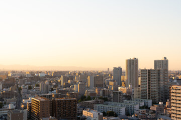 Obraz premium 荒川と川口の風景