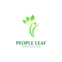 Healthy people human character logo, Healthy logo, Natural lifestyle symbol, Yoga symbol leaf person, natural and healthy logo Appropriate as a medical brand logo 