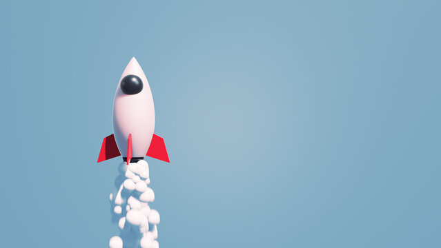 3D Rendering Startup Rocket Traveler 3D Illustration Background