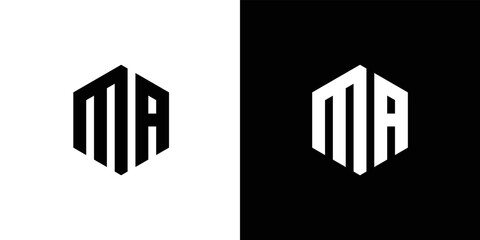 Letter M A Polygon, Hexagonal Minimal and Trendy Professional Logo Design On Black And White Background