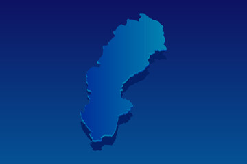 map of Sweden on blue background. Vector modern isometric concept greeting Card illustration eps 10.