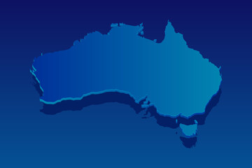 map of Australia on blue background. Vector modern isometric concept greeting Card illustration eps 10.