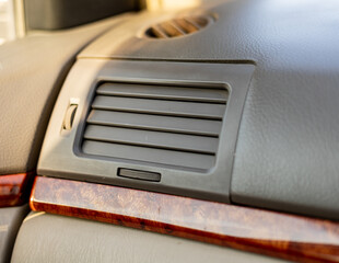 Car vent closed for air conditioner or heater close up. selective focus