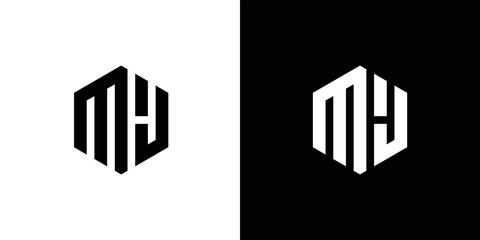 Letter M J L Polygon, Hexagonal Minimal and Trendy Professional Logo Design On Black And White Background