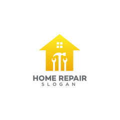 Home improvement logo, Home, Real Estate, Construction, Building Logo, House Vector, Tools icon, Fixed house sign, Home repair icon