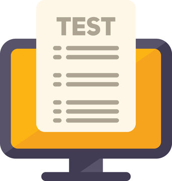 Online Pc Test Icon Flat Vector. Paper Check. Sheet Survey Isolated