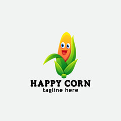 happy corn logo, cornflower logo, minimalist and business logo design in vector template.