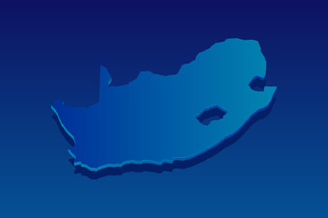 map of South Africa on blue background. Vector modern isometric concept greeting Card illustration eps 10.