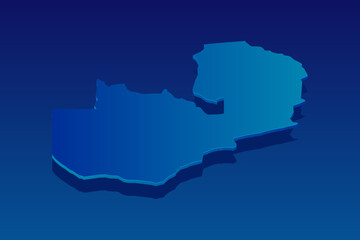 map of Zambia on blue background. Vector modern isometric concept greeting Card illustration eps 10.