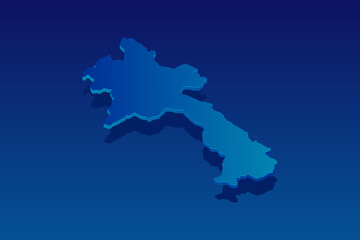 map of Laos on blue background. Vector modern isometric concept greeting Card illustration eps 10.