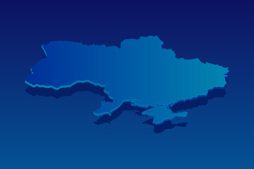 map of Ukraine on blue background. Vector modern isometric concept greeting Card illustration eps 10.