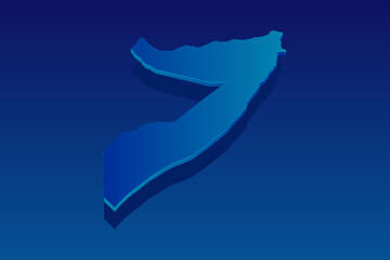 map of Somalia on blue background. Vector modern isometric concept greeting Card illustration eps 10.