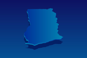 map of Ghana on blue background. Vector modern isometric concept greeting Card illustration eps 10.