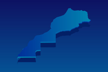 map of Morocco Western Sahara on blue background. Vector modern isometric concept greeting Card illustration eps 10.