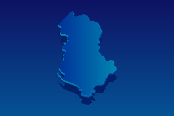 map of Albania on blue background. Vector modern isometric concept greeting Card illustration eps 10.