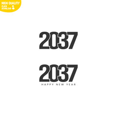 Creative Happy New Year 2037 Logo Design