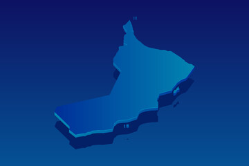 map of Oman on blue background. Vector modern isometric concept greeting Card illustration eps 10.