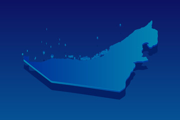 map of United Arab Emirates on blue background. Vector modern isometric concept greeting Card illustration eps 10.