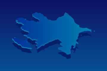 map of Azerbaijan on blue background. Vector modern isometric concept greeting Card illustration eps 10.