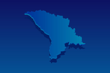 map of Moldova on blue background. Vector modern isometric concept greeting Card illustration eps 10.