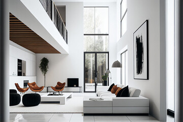 Light Interior Room With Modern Architecture and Natual Light White Walls And Wooden Accents