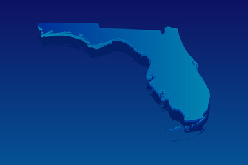 map of Florida on blue background. Vector modern isometric concept greeting Card illustration eps 10.