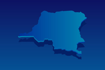 map of Democratic Republic of Congo on blue background. Vector modern isometric concept greeting Card illustration eps 10.