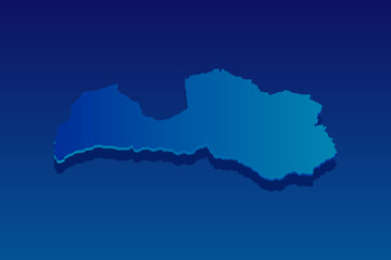 map of Latvia on blue background. Vector modern isometric concept greeting Card illustration eps 10.