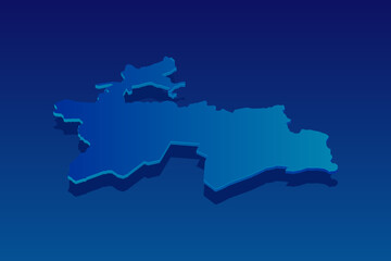 map of Tajikistan on blue background. Vector modern isometric concept greeting Card illustration eps 10.