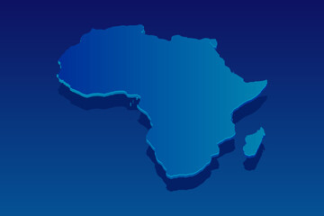 map of Africa  on blue background. Vector modern isometric concept greeting Card illustration eps 10.