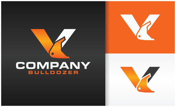 letter V excavator logo