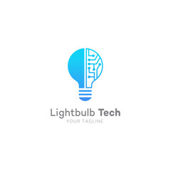 technology bulb logo design, idea bulb, bulb tech, creative idea bulb logo