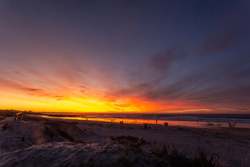 Fototapeta na wymiar A beautiful sunset skies over the Pacific Ocean in California