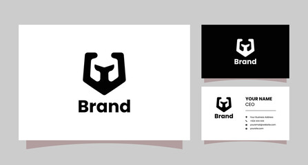letter W combination logo, Shield and warrior helmet with business card