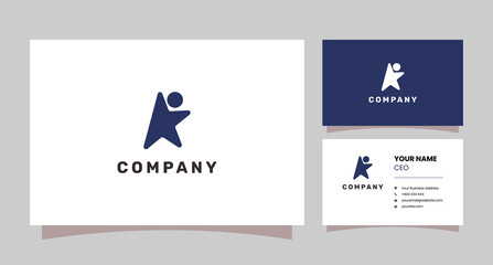 K, Star and people combination logo with business card