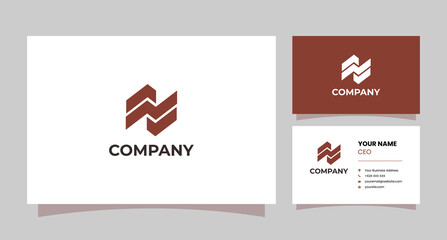 Logo combination letter Z or N and graphic up symbolize profit or process with business card