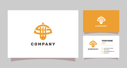 S and fork combination logo with business card suitable for food business