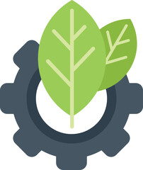 Eco gear icon flat vector. Nature clean. Plant save isolated