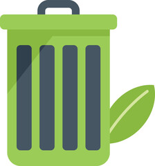 Recycle bin icon flat vector. Leaf save. Ecology tree isolated